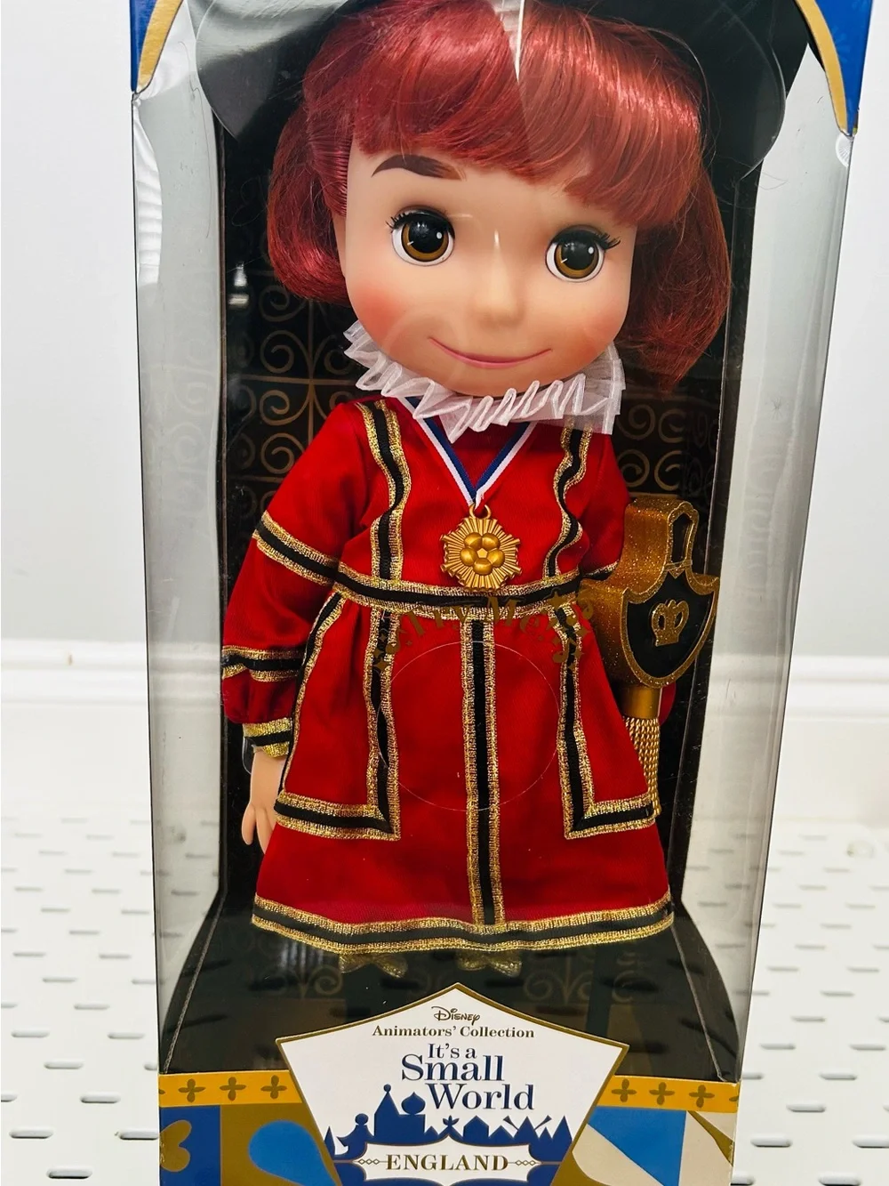 Disney It's a Small World England Doll in Red and Gold Costume